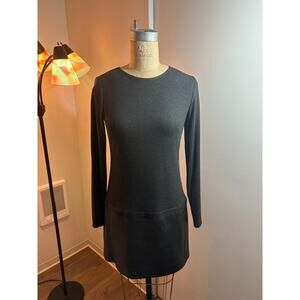 Theory Lamb Leather Skirt Knit Dress Medium Black Keiran
